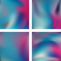 Set with abstract blurred backgrounds. Vector illustration. Modern geometrical backdrop. Abstract template. Blue, pink colors.
