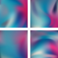 Naklejka premium Set with abstract blurred backgrounds. Vector illustration. Modern geometrical backdrop. Abstract template. Blue, pink colors.