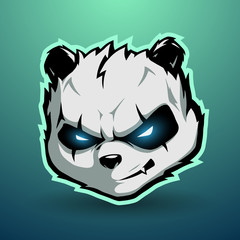 Angry panda cartoon head illustration © d1sk