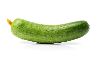 Green cucumber on the white background