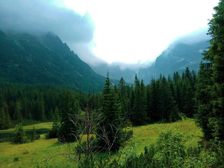 Mountain landscape with clouds in summer. Tatry, Poland