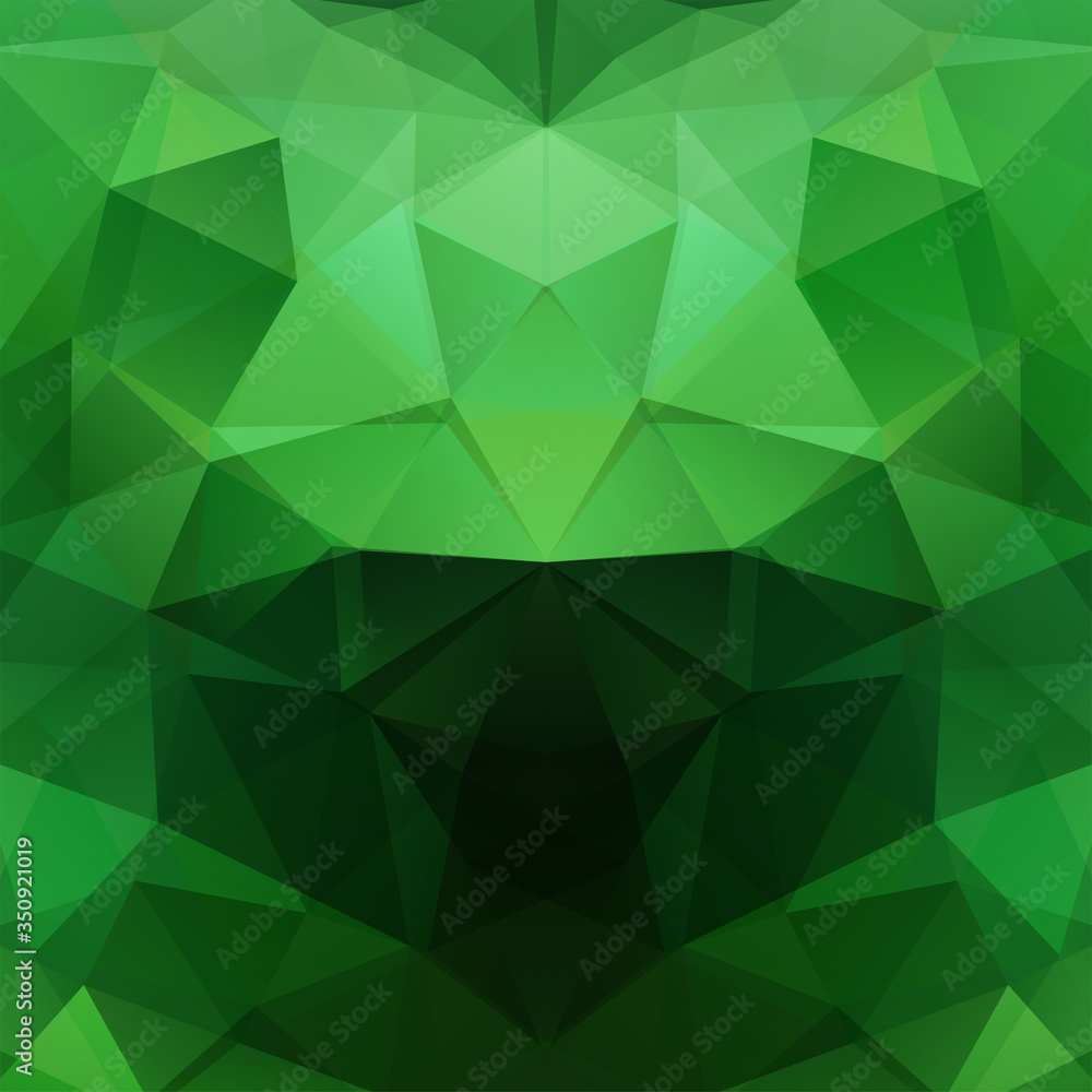 Poster Background made of green triangles. Square composition with geometric shapes. Eps 10