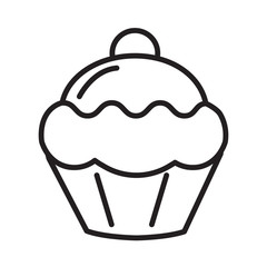 Outline cupcake icon web design isolated on white background.Sweet food vector.