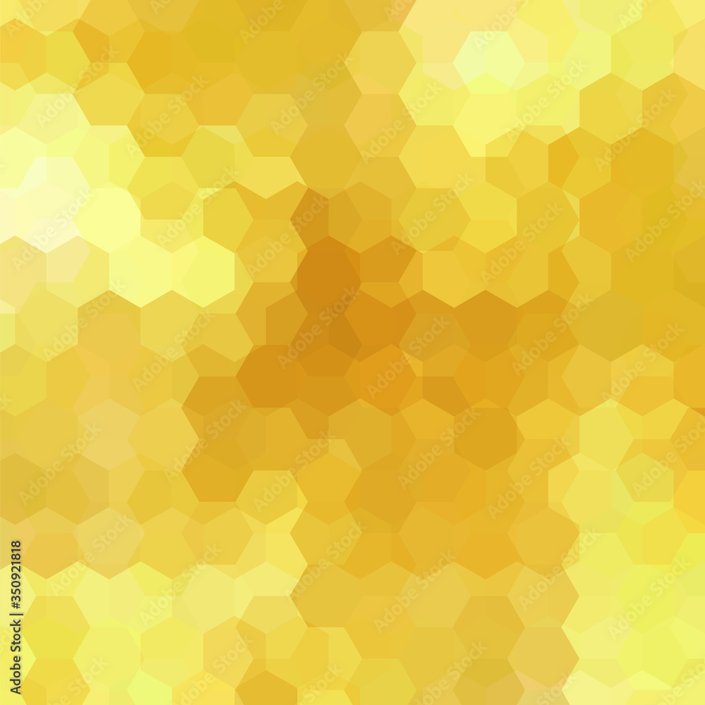 Poster geometric pattern, vector background with hexagons in yellow  tones. illustration pattern