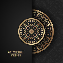 Luxury ornamental mandala design background in gold and black color.Vector illustration.