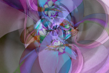 Abstract floral beautiful purple pink design printline bends the petals digital imitation of watercolor