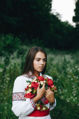 Ukrainian girl in traditional Ukrainian clothes