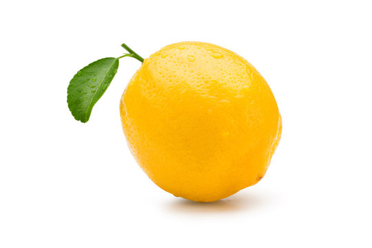 Fresh lemon on white background. Commercial image isolated with clipping path.