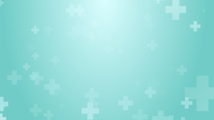 Medical health blue green cross pattern background. Abstract healthcare technology and science concept.