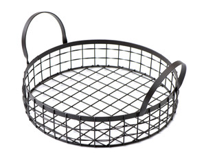 wire basket on white background