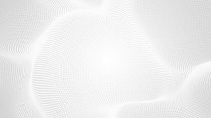 Dot white gray wave light technology texture background. Abstract big data digital concept. 3d rendering.