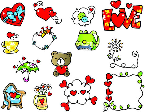 cute things emoji set illustration cartoon