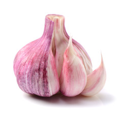 Fresh young garlic isolated on white background