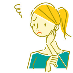 natural hand drawn woman, unhappy