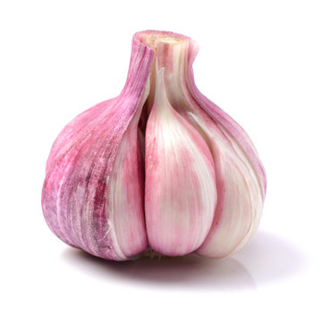 Fresh young garlic isolated on white background