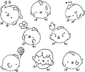 Fototapeta premium cartoon cute chicks emoji and action set 