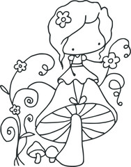 cartoon beautiful girl  card illustration
