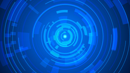 Circle blue technology Hi-tech dark background. Abstract graphic digital future concept design.