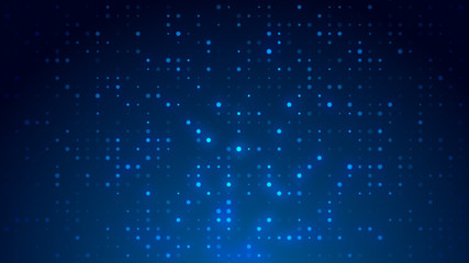 Dot  white blue pattern screen led light gradient texture background. Abstract  technology big data digital background. 3d rendering.