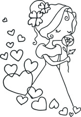 cartoon beautiful girl  card illustration