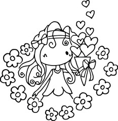 cartoon beautiful girl  card illustration