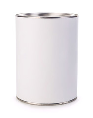 Empty iron can isolated on white background.