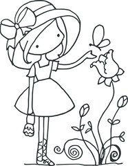 cartoon beautiful girl  card illustration