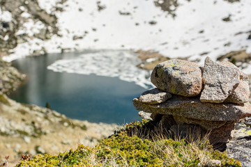 Fototapeta na wymiar Lake in the circuit of Lake Pessons Grau Roig, Andorra.