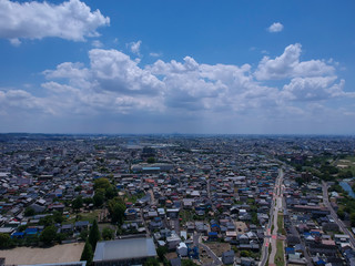 ドローンで空撮した犬山市の町風景