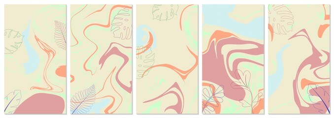 Vector set of social media stories, design templates, backgrounds with copy space for text. Summer for banner, greeting card, poster and advertising, discount banner. Every background is isolated.