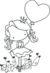 cartoon beautiful girl  card illustration