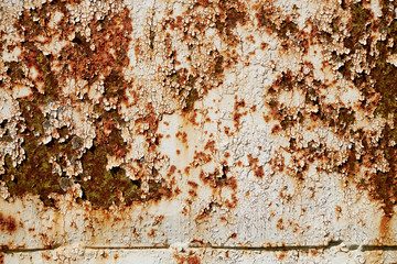 abstract corroded old paint on metal walls The wall is cracked with old paint, Rusty on old metal...