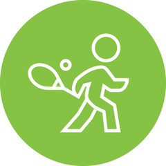 Tennis Player With Racket Outline Icon