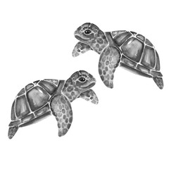 Fototapeta premium Aquarelle painting of turtle sketch art pattern illustration
