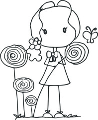 Cartoon beautiful cute girl 