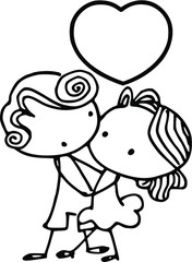 cartoon boy and girl fall in love