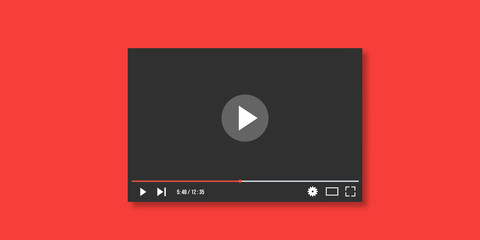 Video player, subscribe button flat icon. Views, thumb up, thumb down Vector illustration