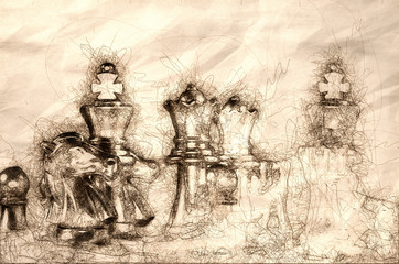 Sketch of a Fierce Chess Battle and the Fog of War