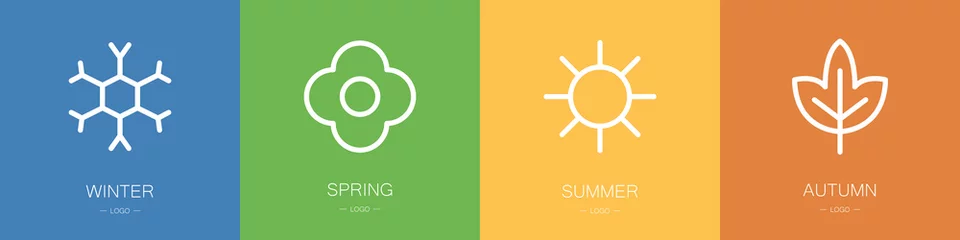Foto op Canvas Four seasons icons set. Winter, spring, summer and autumn. Vector illustration  © Bon_man