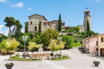 Fototapeta na wymiar Greccio, Italy. The very little medieval town in Lazio region, famous for the catholic sanctuary of Saint Francis