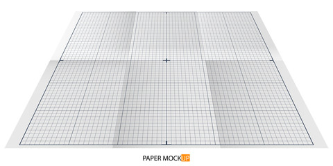 Drawing paper mock up perspective. Paper mock up isolated on white background for your business project. Vector Illustration