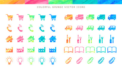 colorful textured icon set (vector)