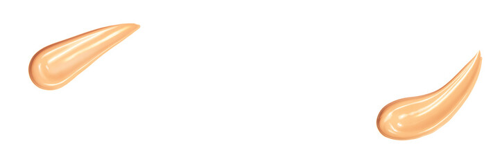 Beige tone cream smudge. Isolated white background. Liquid bb stroke. Facial shape tonal corrector. Face foundation. Brown Swirl brushstroke. Copyspace for text. Mockup product. Two different