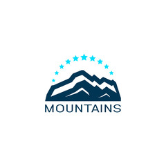 Vector logo of mountain in flat style. Icon of silhouette landscape.