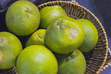 Green-yellow ripe pomelo, grapefruit.