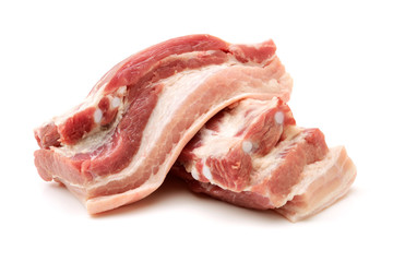 Pork belly on white background