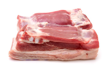 Pork belly on white background
