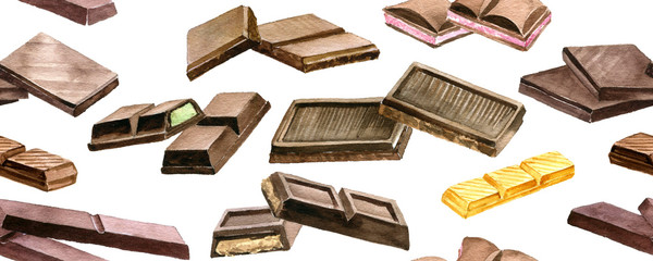 watercolor drawing seamless pattern with chocolate