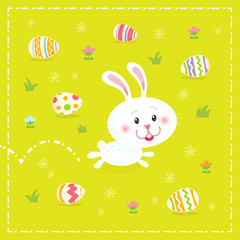 Easter bunny delivering Easter Eggs