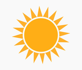 Sun icon, flat design vector.
